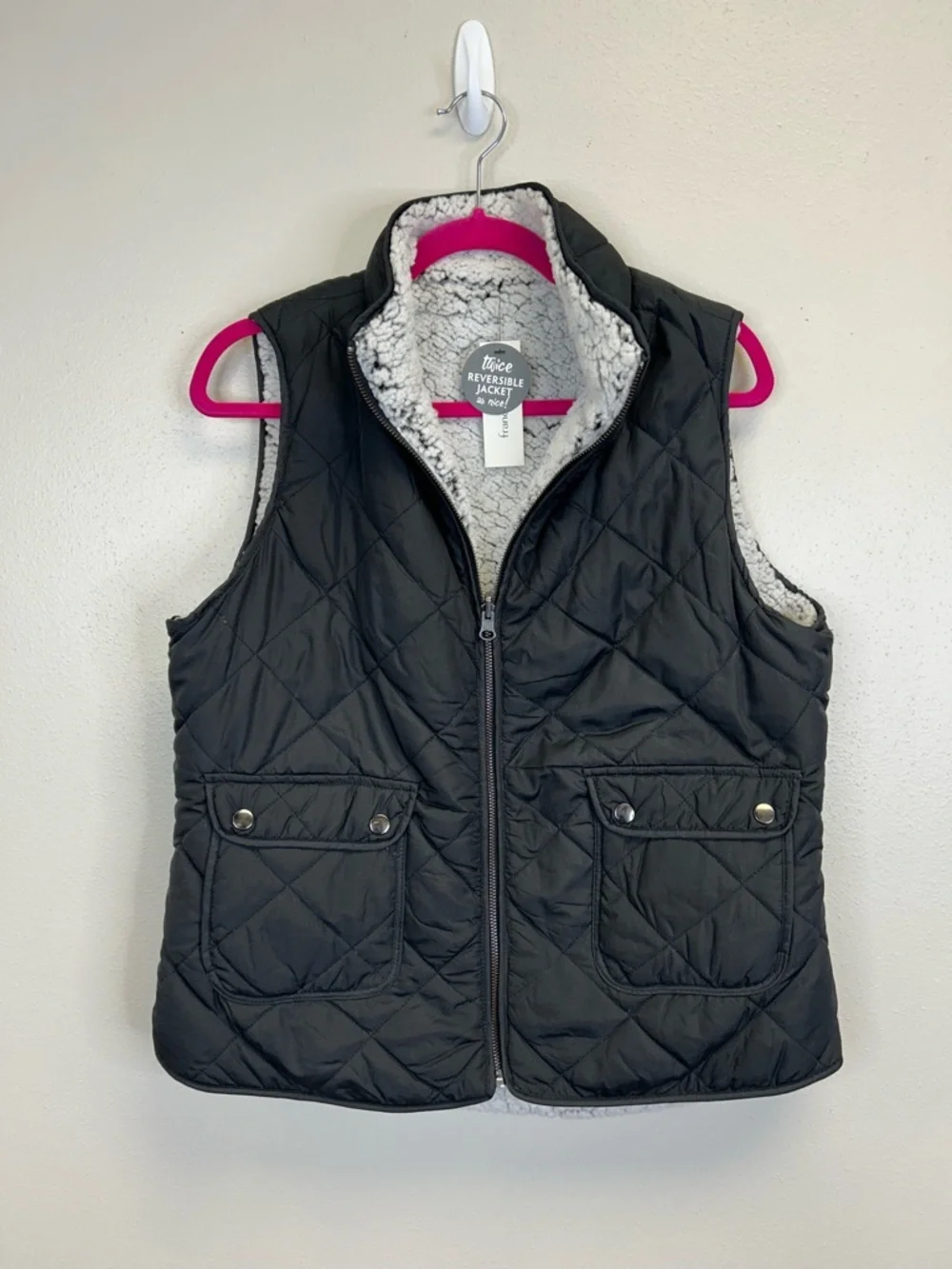Gorpcore‎ Outdoor Quilted Vest Sherpa Size L Granola Girl Camping Hiking Warm